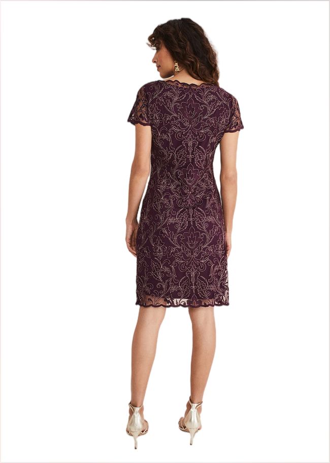  Heather Embroidered Dress Plum 221185603