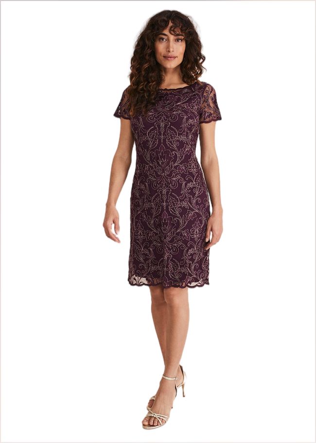  Heather Embroidered Dress Plum 221185603