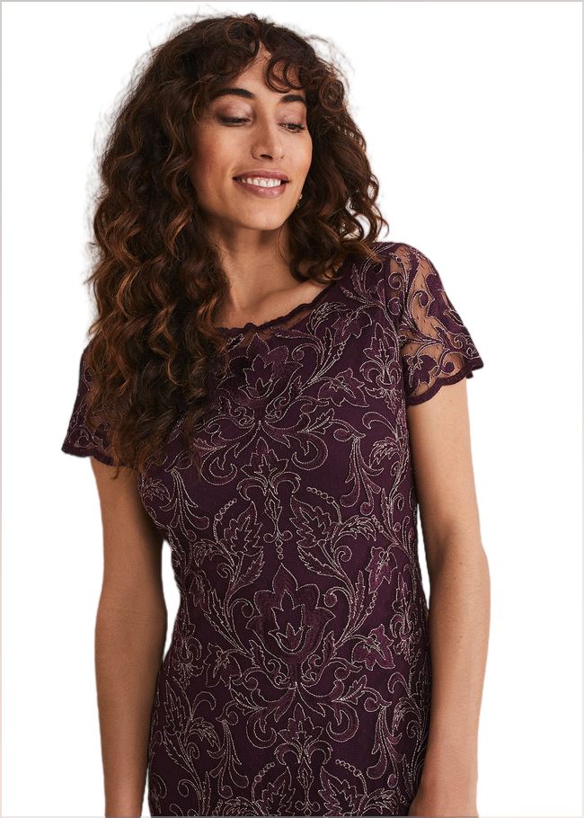  Heather Embroidered Dress Plum 221185603