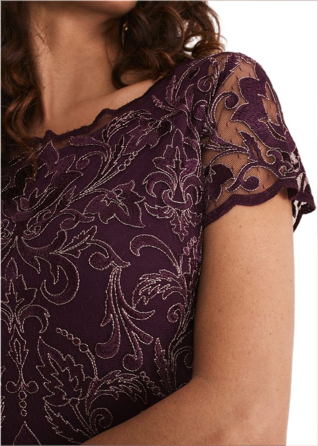  Heather Embroidered Dress Plum 221185603