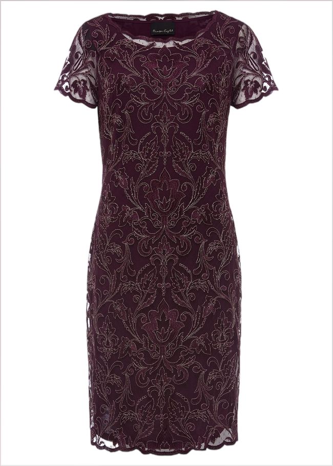  Heather Embroidered Dress Plum 221185603