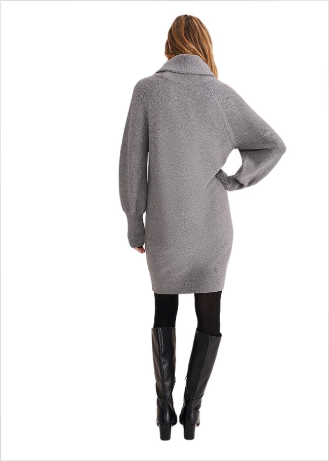  Dahlie Knitted Chunky Jumper Dress Mid Grey 221189440