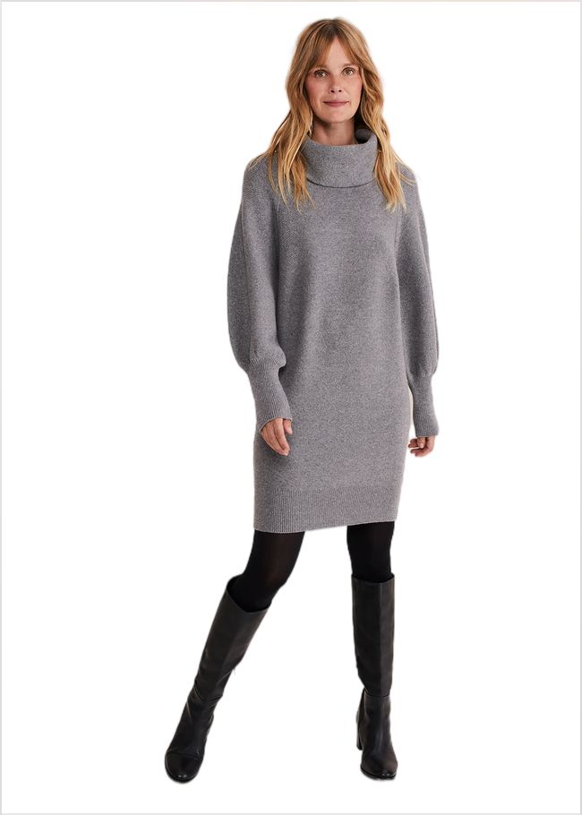  Dahlie Knitted Chunky Jumper Dress Mid Grey 221189440