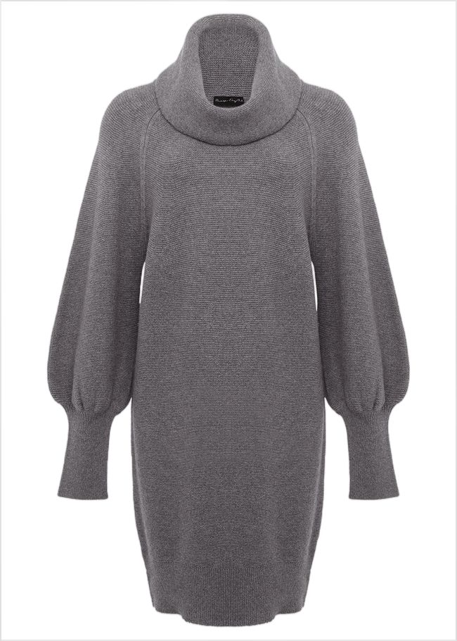  Dahlie Knitted Chunky Jumper Dress Mid Grey 221189440