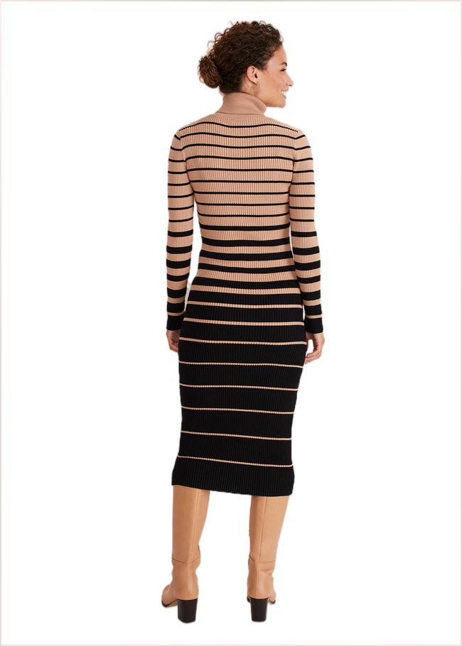  Bettie Ombre Colourblock Ribbed Dress Camel/Black 221190564