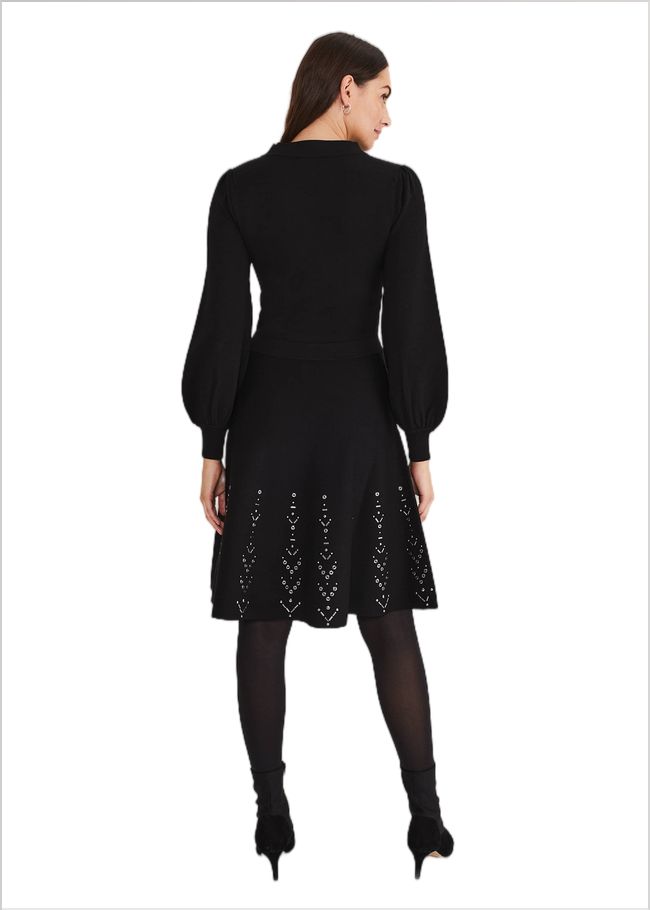  Marley Metal Work Detail Knit Dress Black 221192050