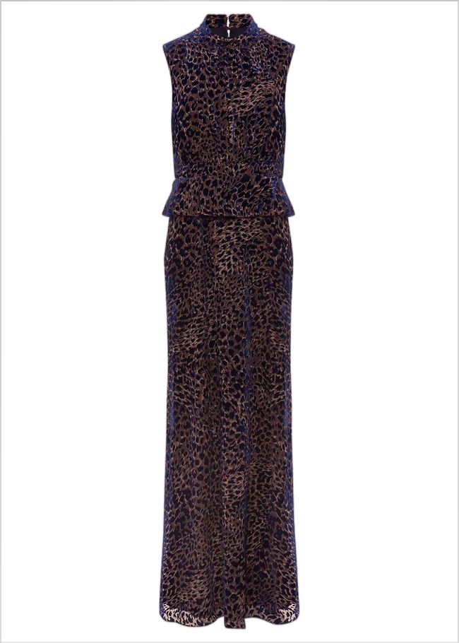  Catalina Leopard Velvet Maxi Dress Multi-Coloured 221202000