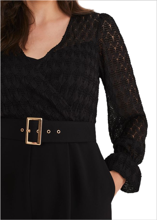  Carly Lace Long Sleeve Jumpsuit Black 221203050