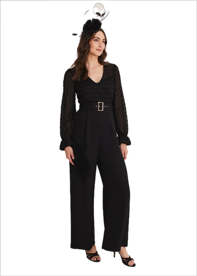  Carly Lace Long Sleeve Jumpsuit Black 221203050