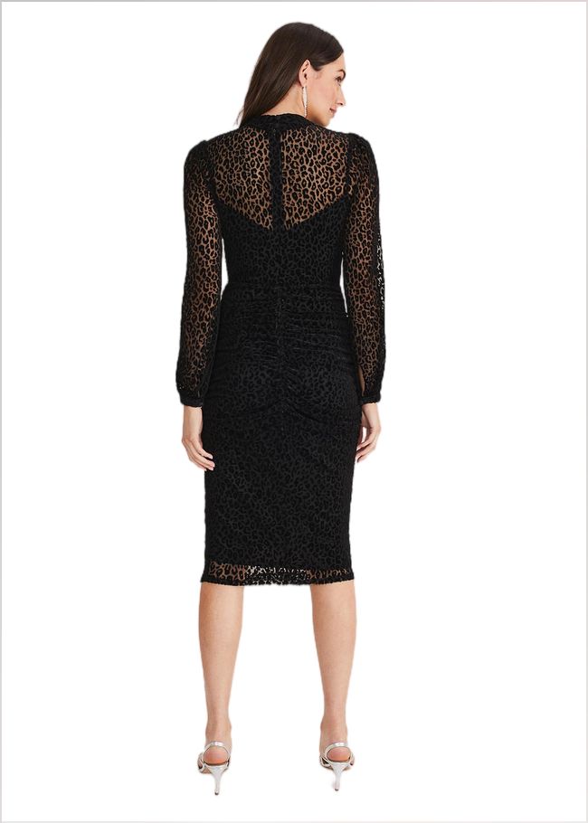  Capriana Leopard Burnout Dress Black 221204050