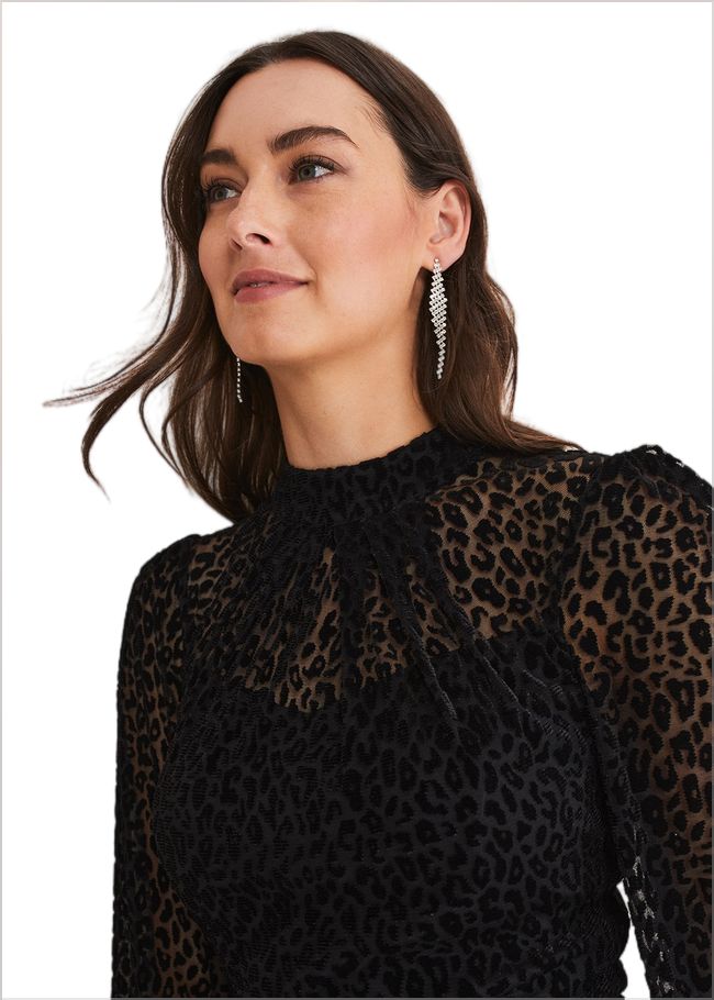  Capriana Leopard Burnout Dress Black 221204050