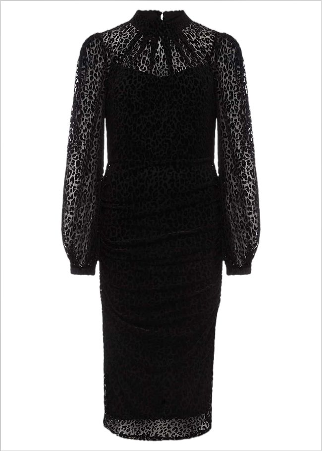  Capriana Leopard Burnout Dress Black 221204050