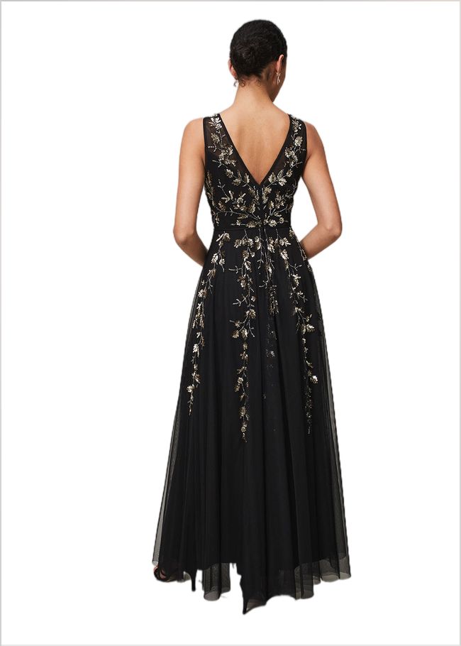  Anabella Beaded Tulle Dress Black/Gold 221209029