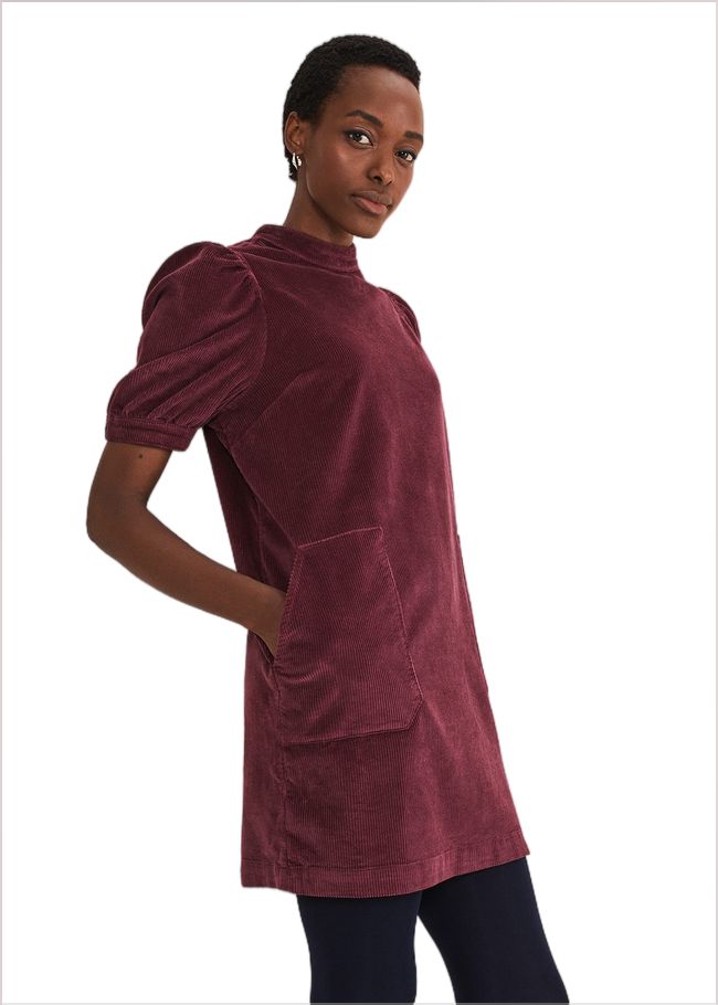  Elektra Corduroy Dress Burgundy 221212258