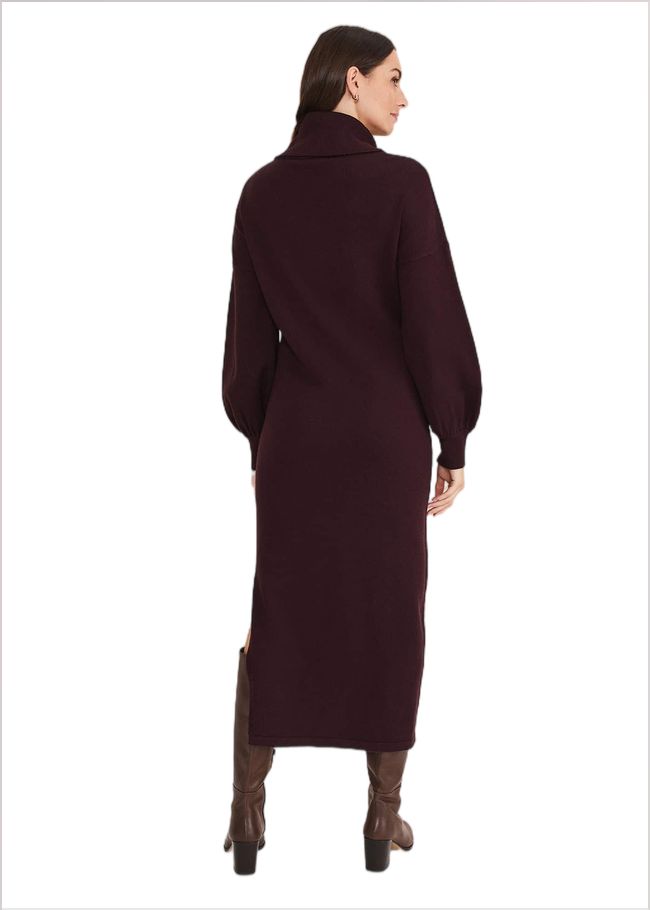  Aileen Maxi Roll Neck Knit Dress Burgundy 221216258