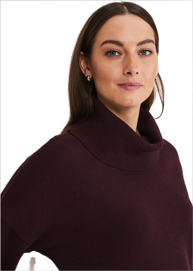  Aileen Maxi Roll Neck Knit Dress Burgundy 221216258