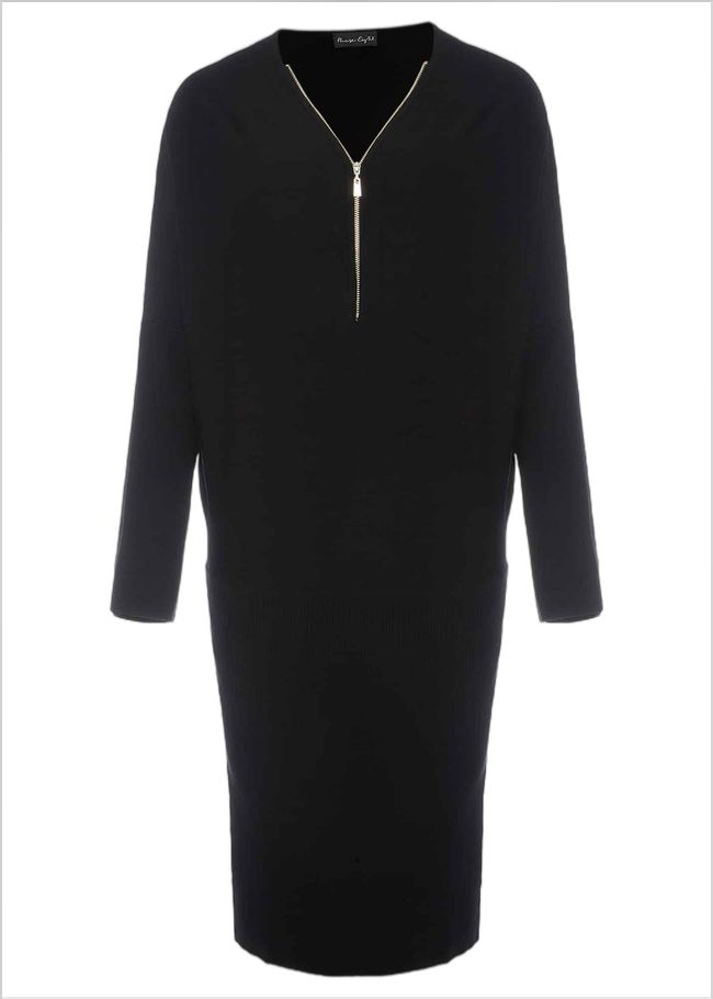  Becca Zip Neck Detail Dress Black 221217050