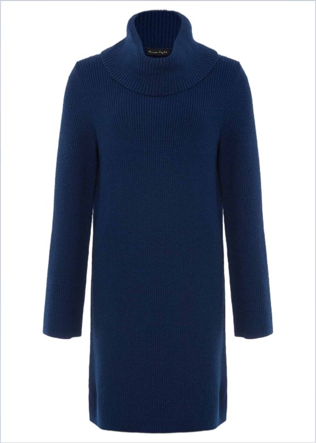  Saffie Cosy Ribbed Sleeve Knit Dress Dark Teal 221218249