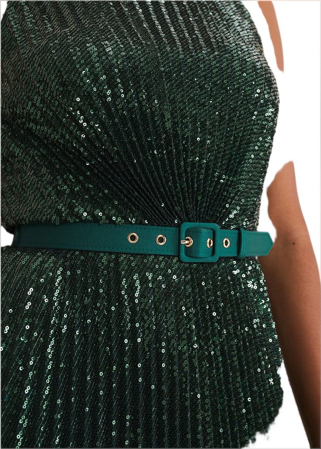  Simara Sequin Pleat Dress Green 221219693