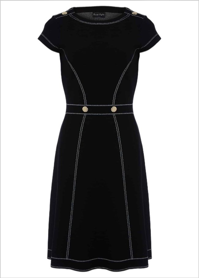  Amaya Contrast Stitch Detail Dress Black 221220050