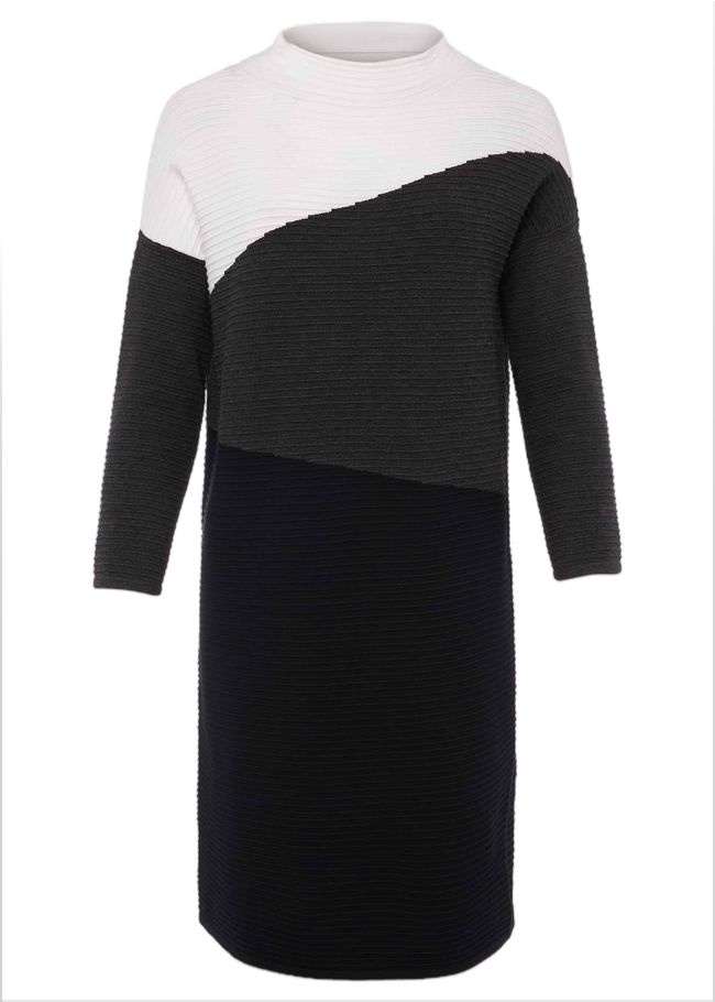  Mali Textured Stitch Colourblock Dress Black/Multi 221222492