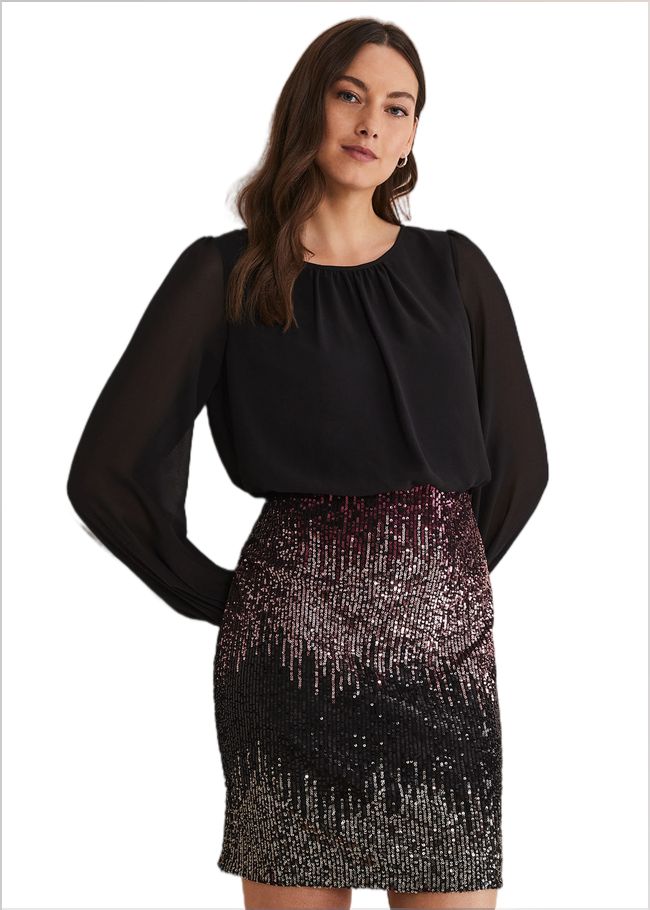  Angel Chiffon Sequin Dress Black/Multi 221224492