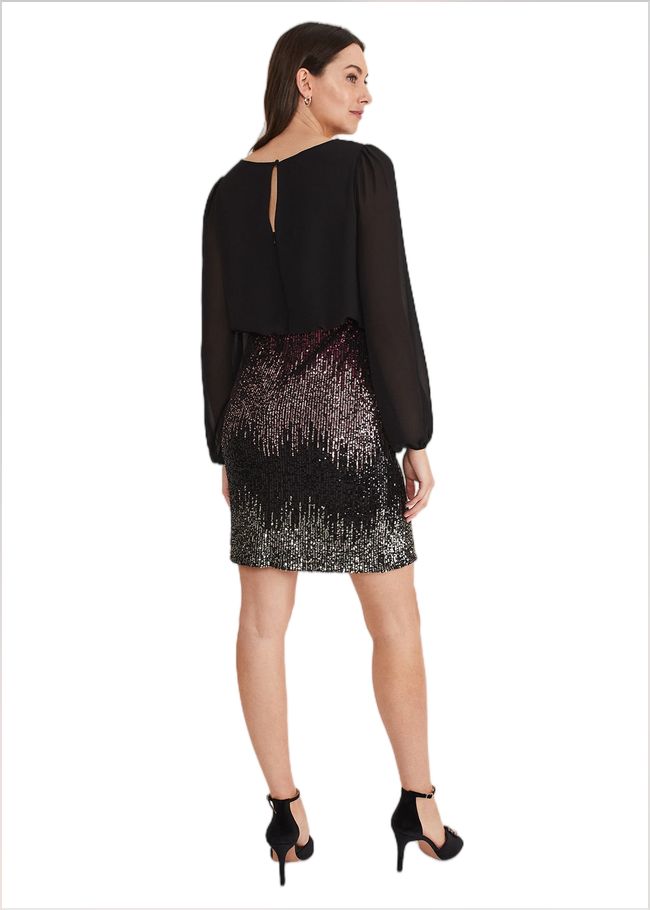  Angel Chiffon Sequin Dress Black/Multi 221224492