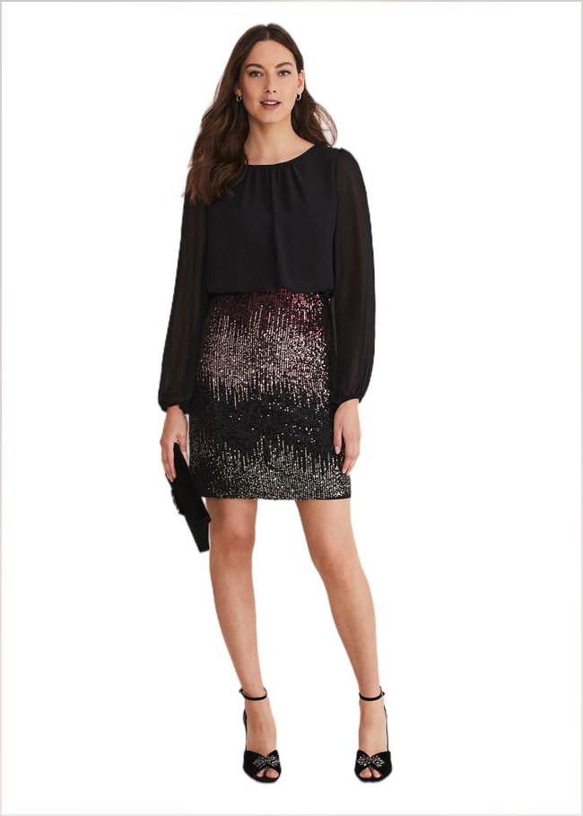  Angel Chiffon Sequin Dress Black/Multi 221224492