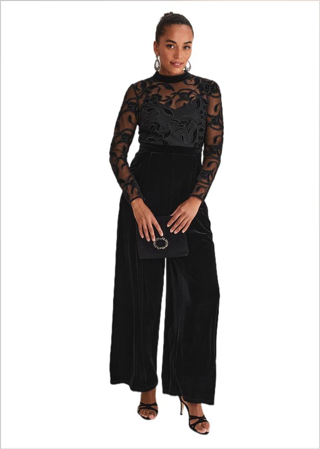  Angelica Velvet Jumpsuit Black 221227050