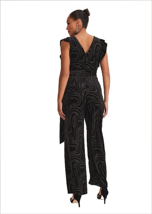  Victoriana Swirl Velvet Jumpsuit Black/Gold 221228029