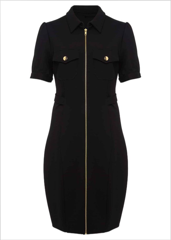  Shaden Zip Front Ponte Dress Black 221230050