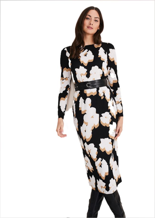  Kinzlee Printed Jersey Dress Black/Ivory 221232230