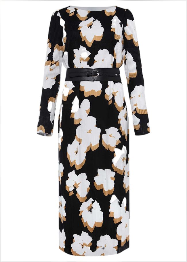  Kinzlee Printed Jersey Dress Black/Ivory 221232230