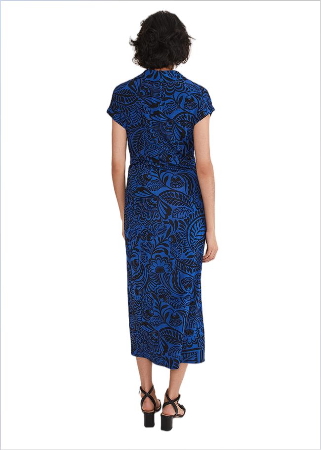  Mara Abstract Print Wrap Dress Blue/Black 221233352