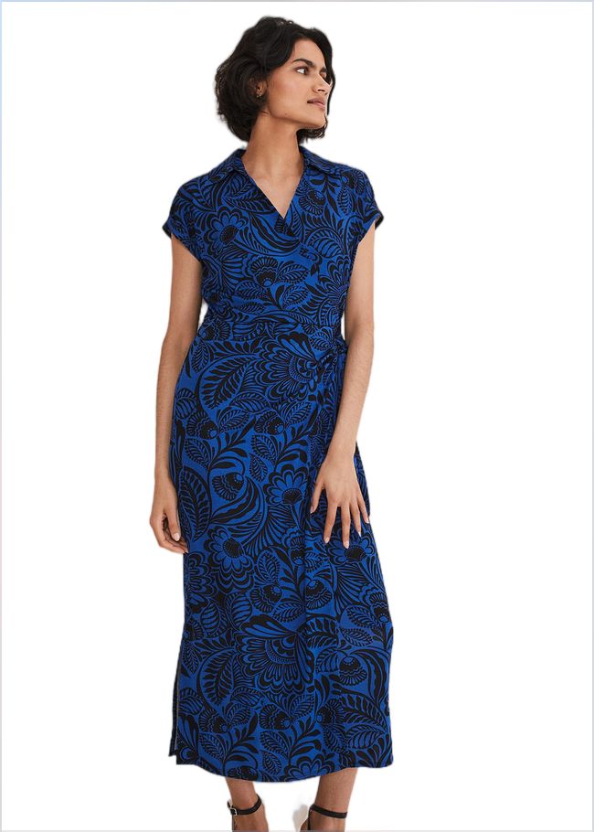  Mara Abstract Print Wrap Dress Blue/Black 221233352