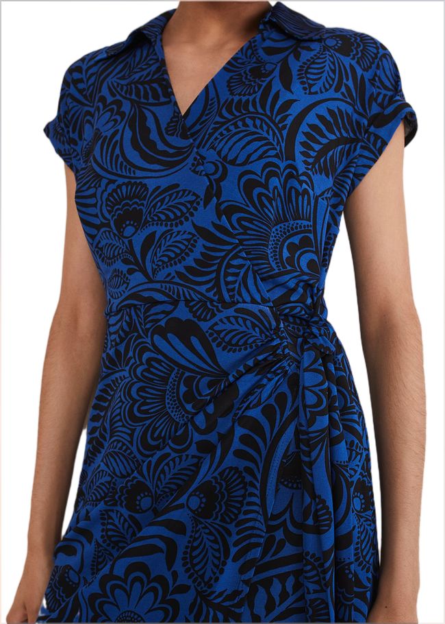  Mara Abstract Print Wrap Dress Blue/Black 221233352