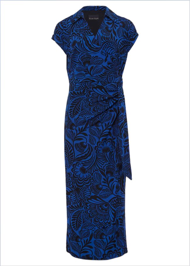  Mara Abstract Print Wrap Dress Blue/Black 221233352