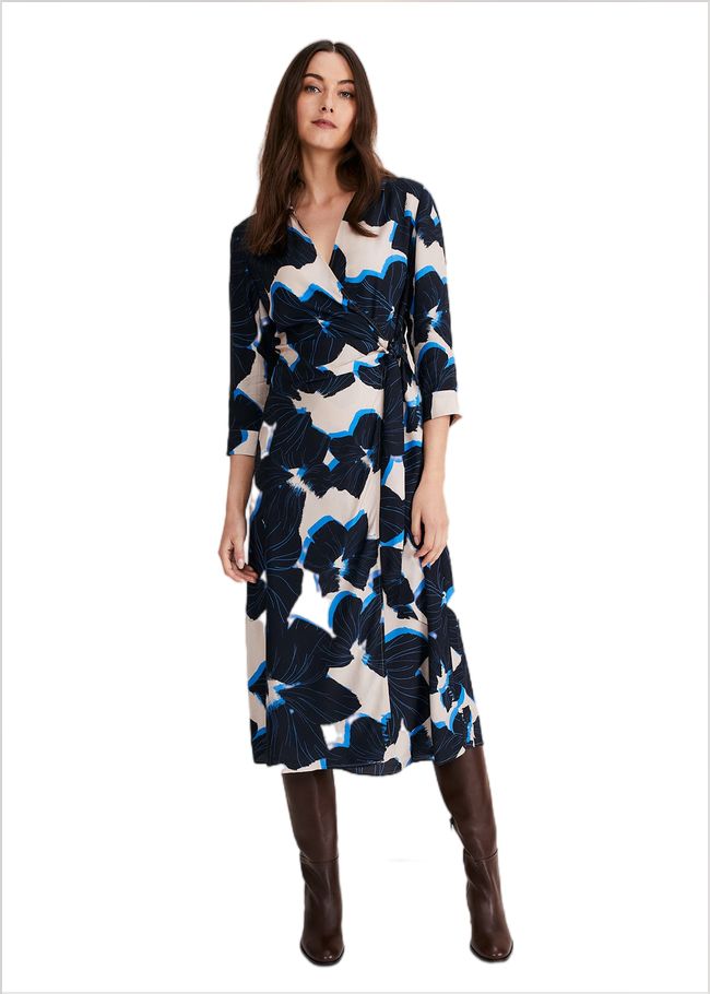  Rae Floral Wrap Dress BLUE/CAMEL/PINK 221238263