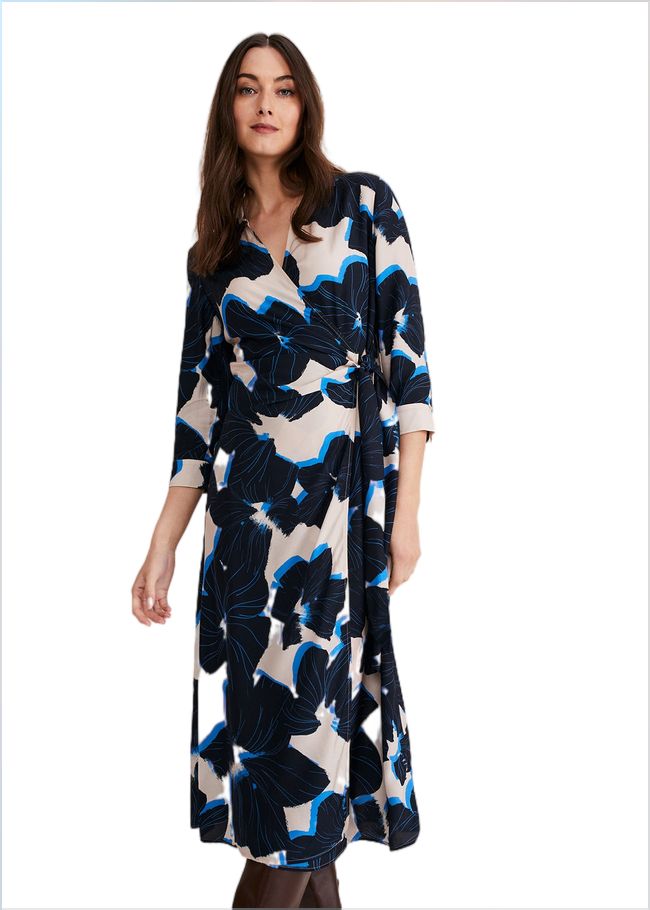  Rae Floral Wrap Dress BLUE/CAMEL/PINK 221238263