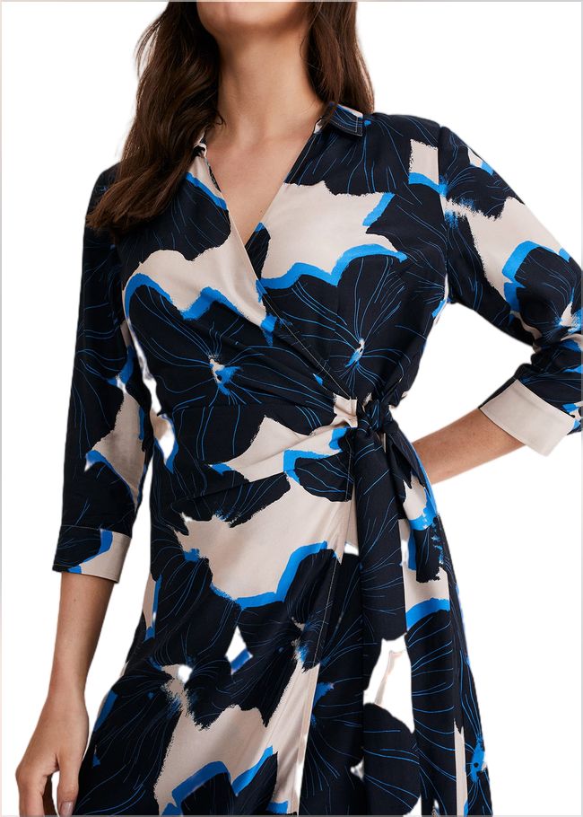  Rae Floral Wrap Dress BLUE/CAMEL/PINK 221238263