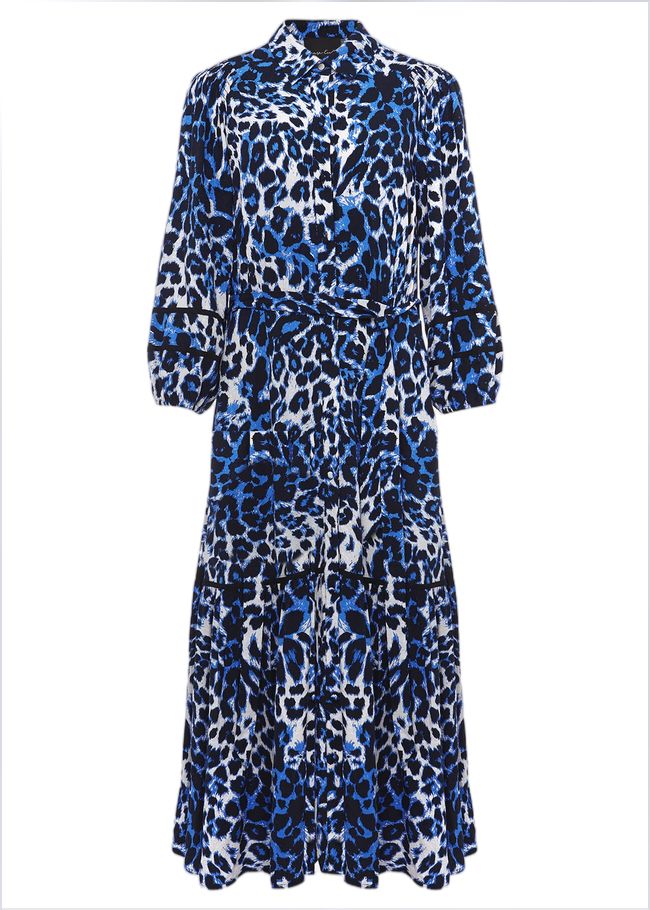  Ava Leopard Midaxi Dress Blue/Ivory 221239284