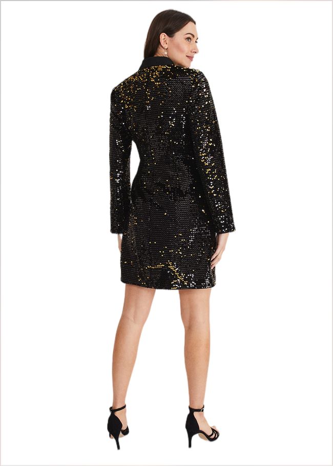  Brea Wrap Tuxe Sequin Dress Gold/Multi 221243728