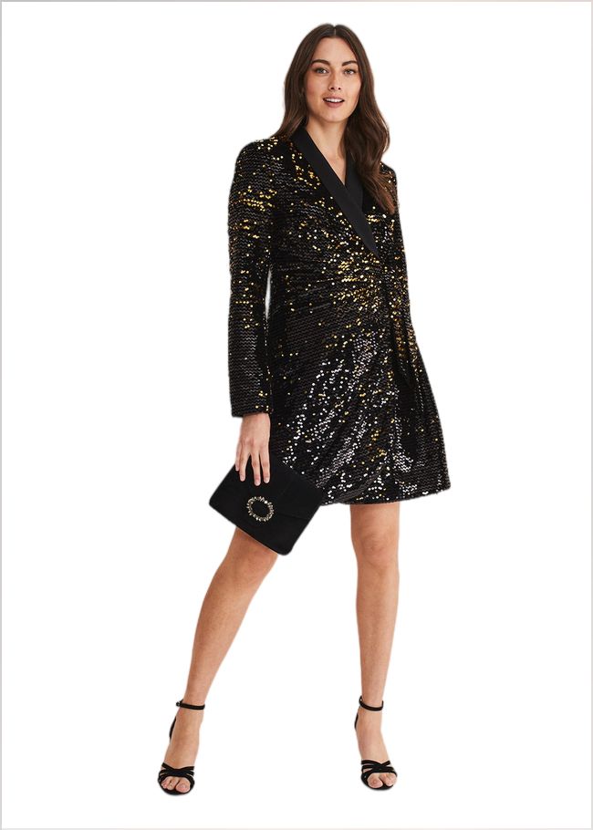  Brea Wrap Tuxe Sequin Dress Gold/Multi 221243728