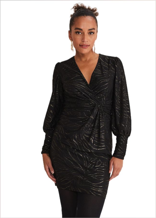  Eve Shimmer Jersey Dress Black/Gold 221247029