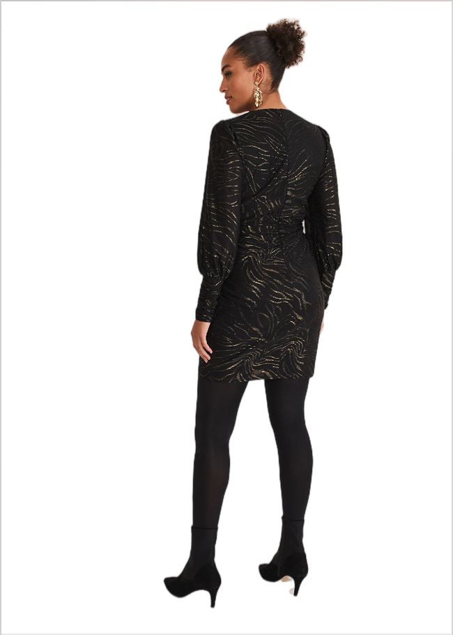  Eve Shimmer Jersey Dress Black/Gold 221247029