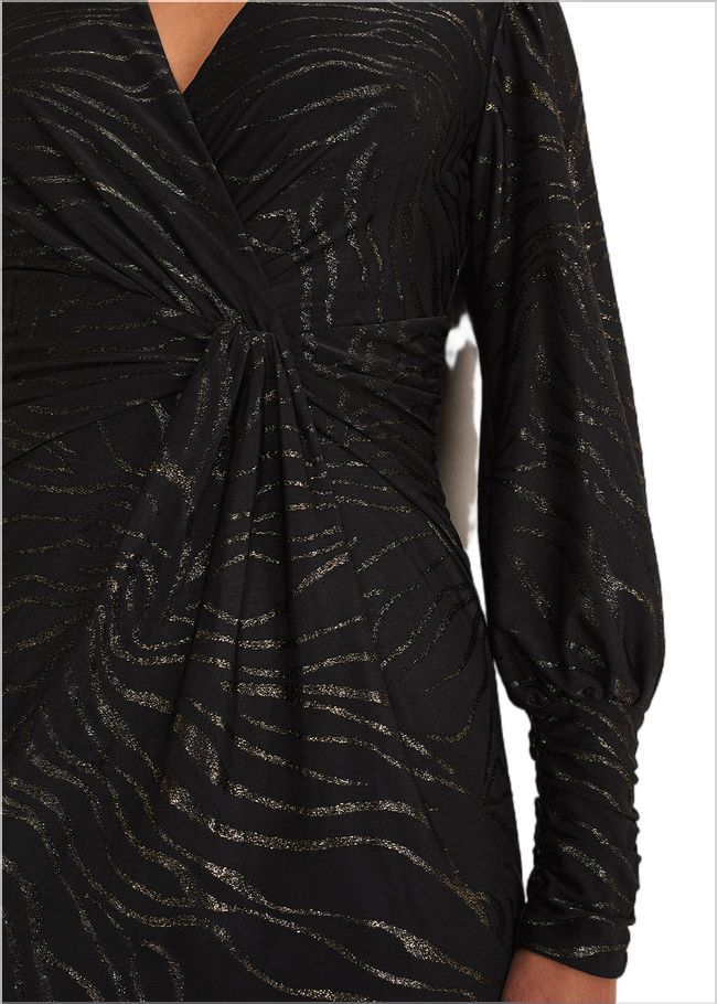  Eve Shimmer Jersey Dress Black/Gold 221247029