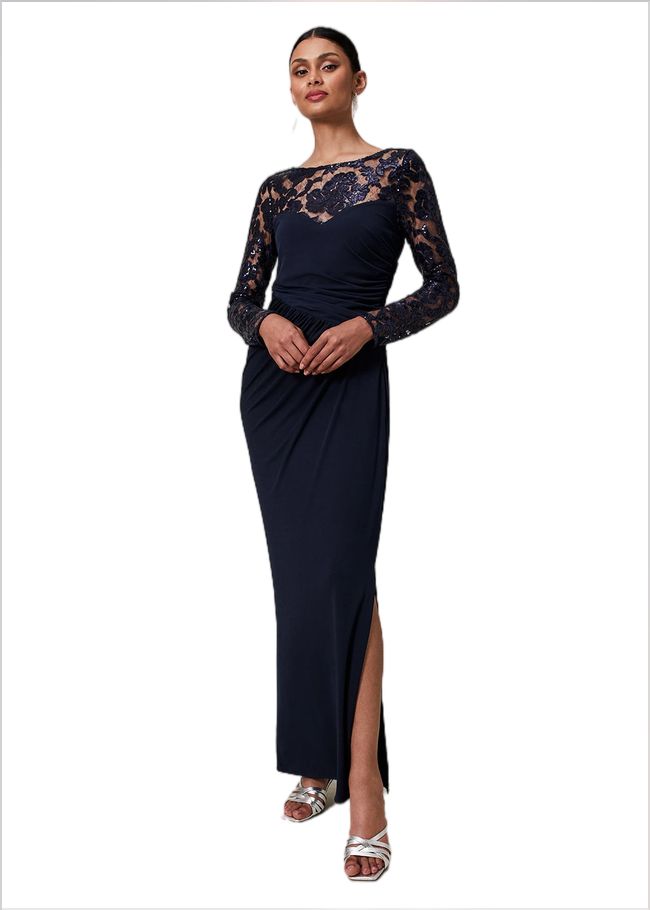  Daniela Sequin Maxi Dress Navy 221249351