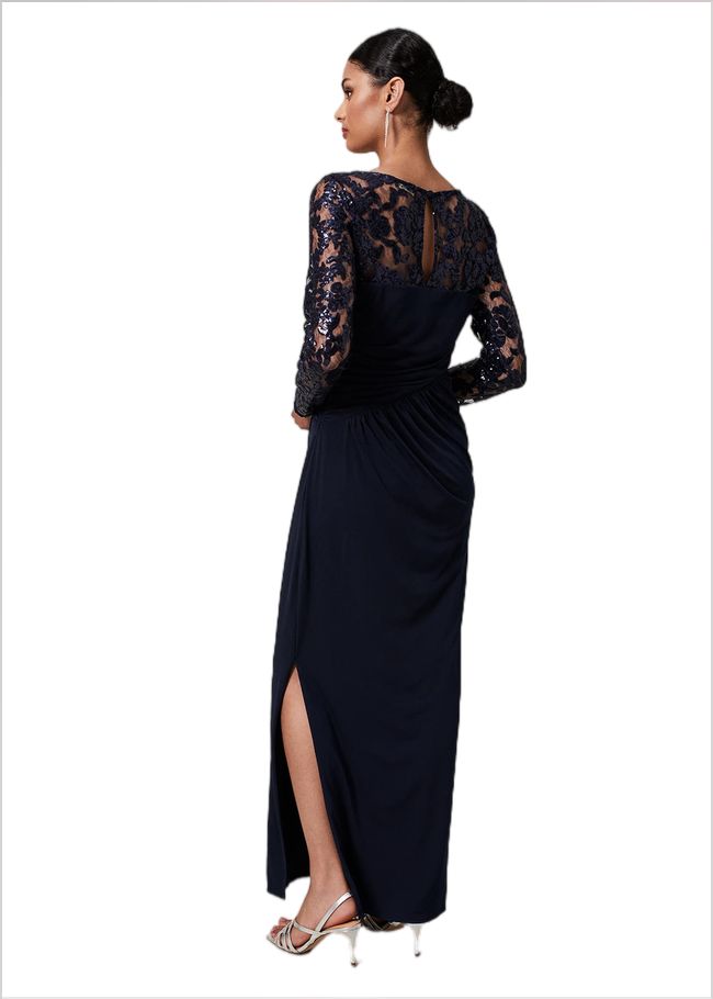  Daniela Sequin Maxi Dress Navy 221249351