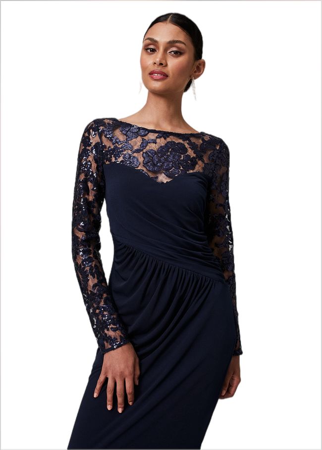  Daniela Sequin Maxi Dress Navy 221249351