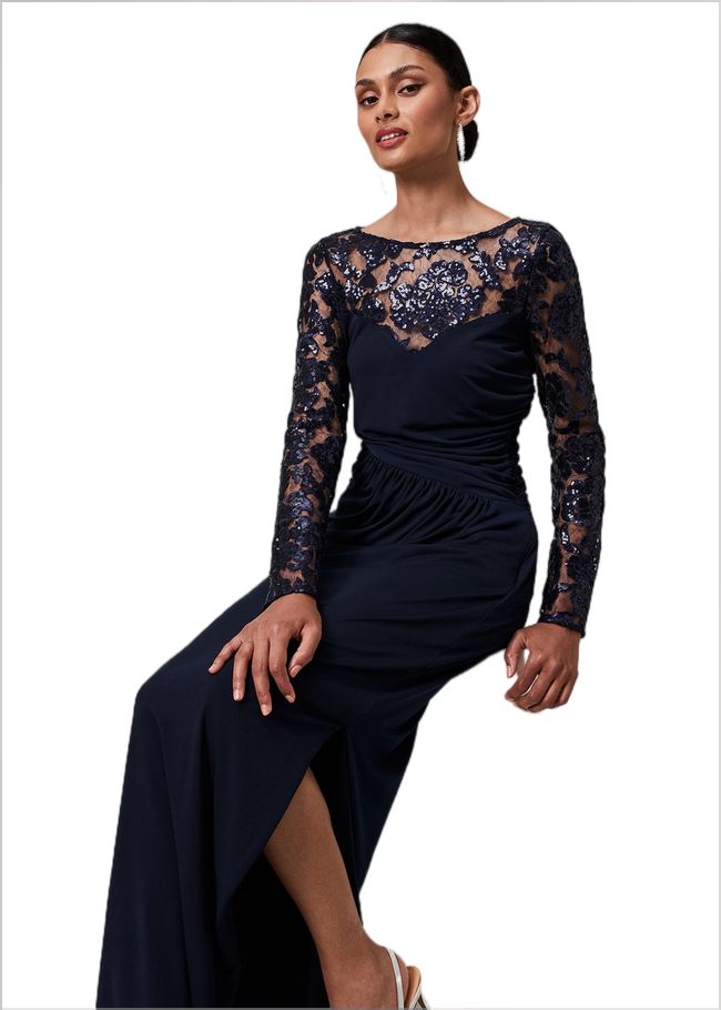  Daniela Sequin Maxi Dress Navy 221249351